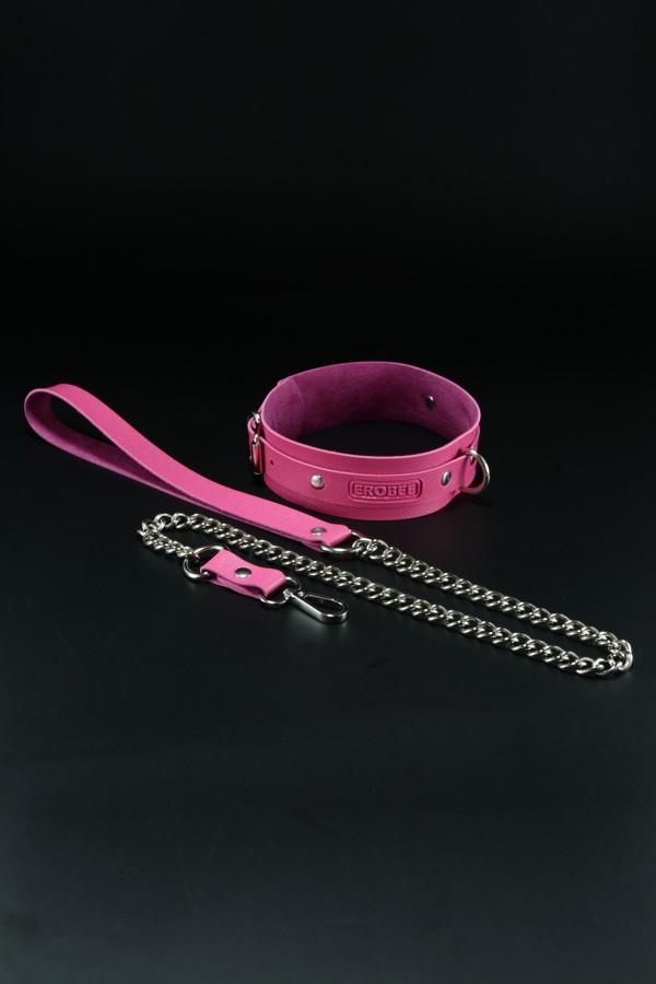 Erobee Fantazi Tasması | Zincirli Choker | Premium Vegan Deri Origin Serisi - Fuşya Erobee Fantazi Tasması | Zincirli Choker | Premium Vegan Deri Origin Serisi - Fuşya