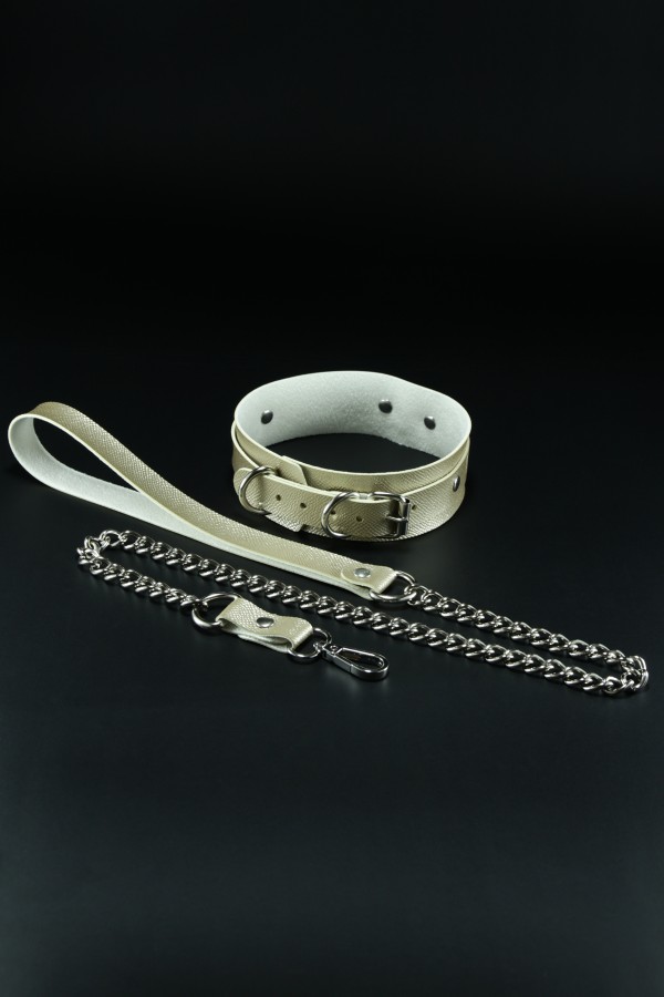 Erobee Zincirli Tasma | BDSM Choker Premium Vegan Deri Origin Serisi - Gold Erobee Zincirli Tasma | BDSM Choker Premium Vegan Deri Origin Serisi - Gold