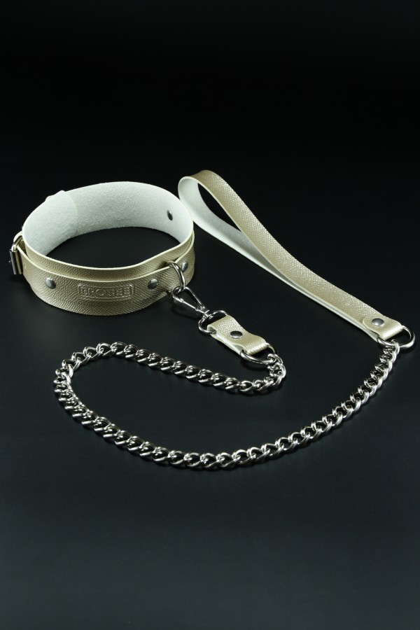 Erobee Zincirli Tasma | BDSM Choker Premium Vegan Deri Origin Serisi - Gold