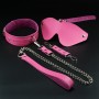 Erobee Fantazi Tasması & Zincirli Choker | Premium Vegan Deri Origin Serisi - Fuşya