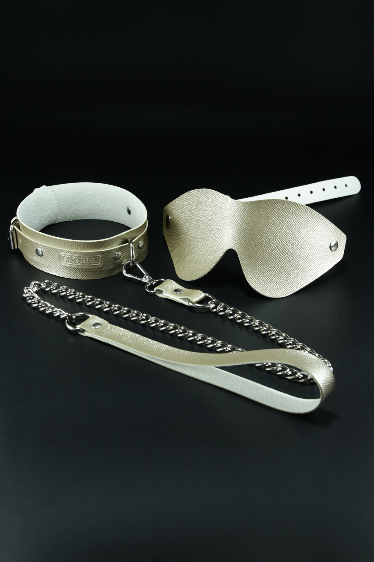 Erobee Fantazi Tasması & Zincirli Choker | Premium Vegan Deri Origin Serisi - Gold
