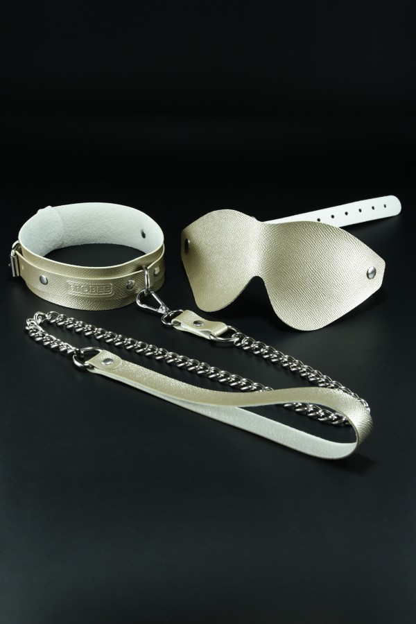 Erobee Fantazi Tasması & Zincirli Choker | Premium Vegan Deri Origin Serisi - Gold
