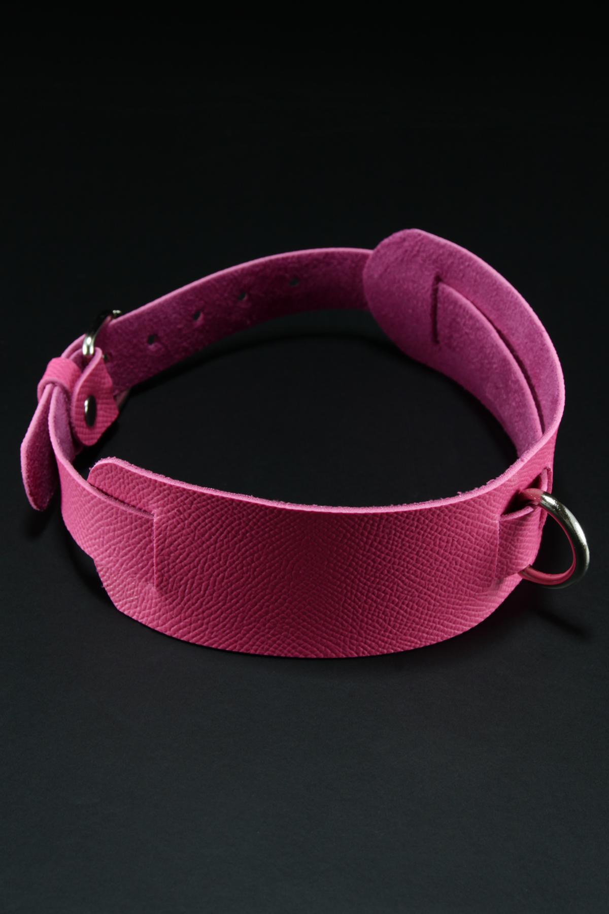 Erobee Fantazi Tasma | Zincirli Choker Özel Tasarım Suni Deri Between Serisi - Fuşya