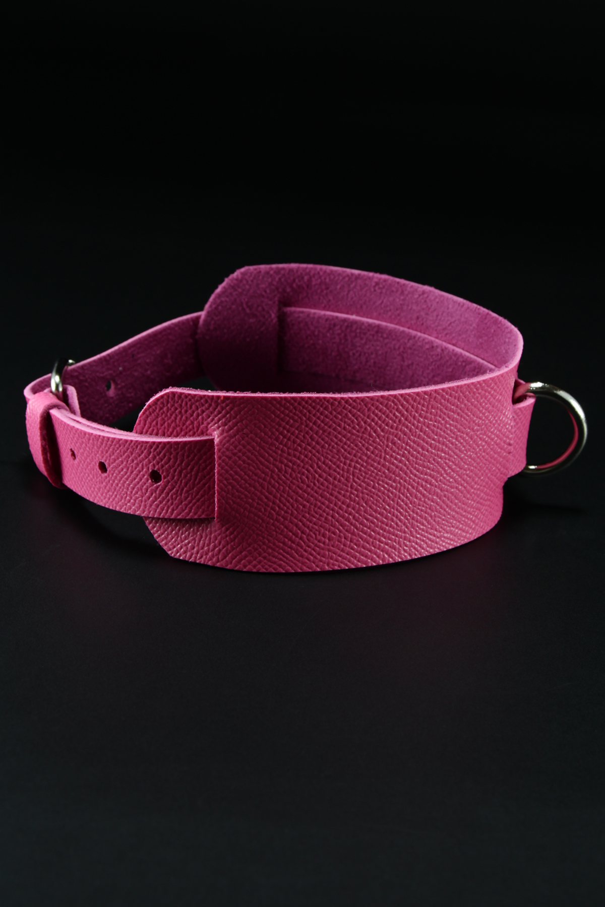Erobee Fantazi Tasma | Zincirli Choker Özel Tasarım Suni Deri Between Serisi - Fuşya