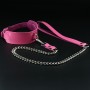 Erobee Fantazi Tasma | Zincirli Choker Özel Tasarım Suni Deri Between Serisi - Fuşya