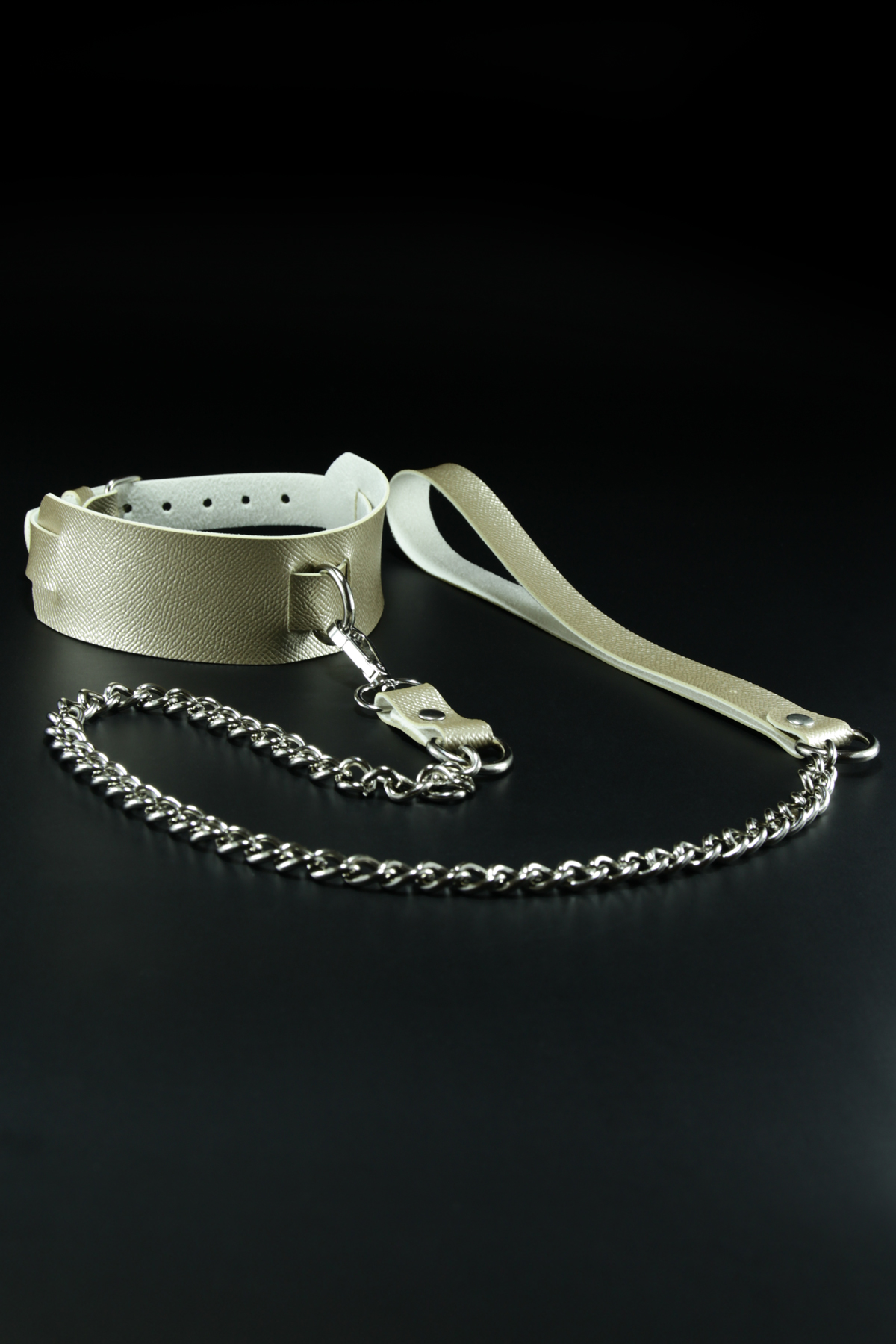 Erobee Fantazi Tasma | Zincirli Choker Özel Tasarım Suni Deri Between Serisi - Gold