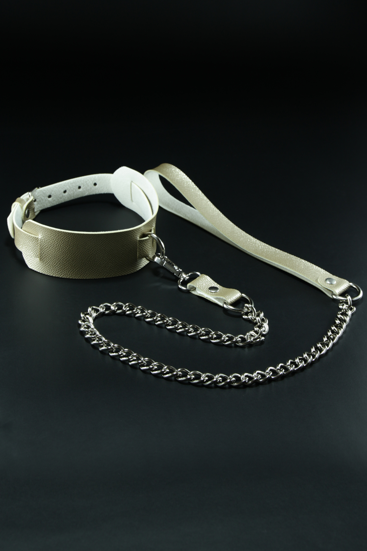 Erobee Fantazi Tasma | Zincirli Choker Özel Tasarım Suni Deri Between Serisi - Gold