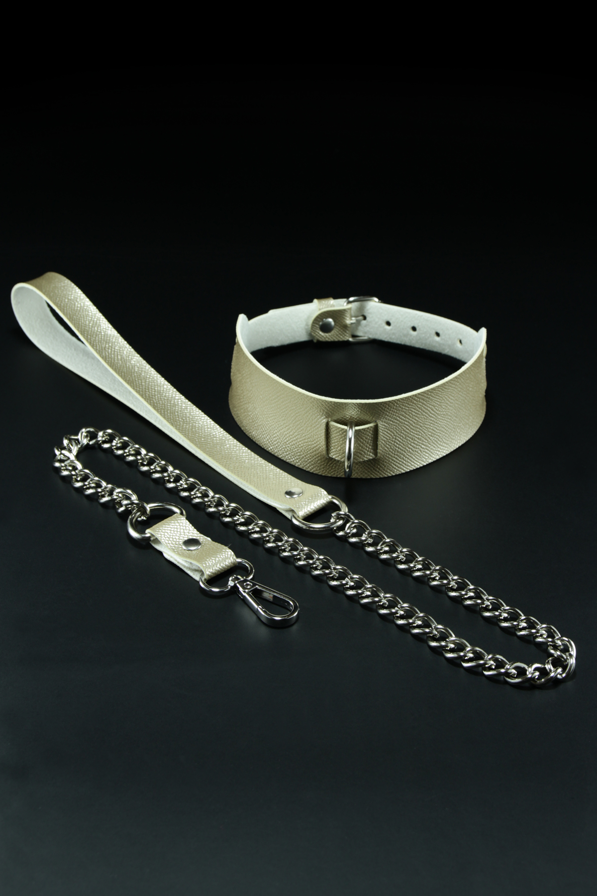 Erobee Fantazi Tasma | Zincirli Choker Özel Tasarım Suni Deri Between Serisi - Gold
