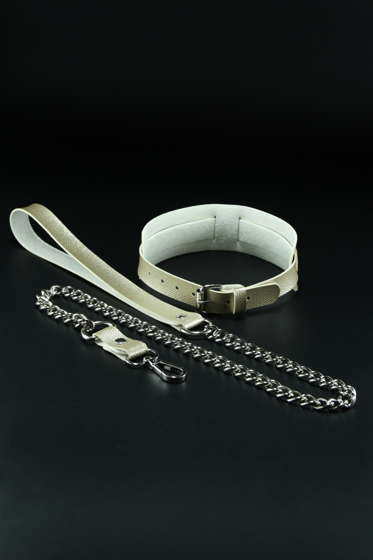 Erobee Fantazi Tasma | Zincirli Choker Özel Tasarım Suni Deri Between Serisi - Gold