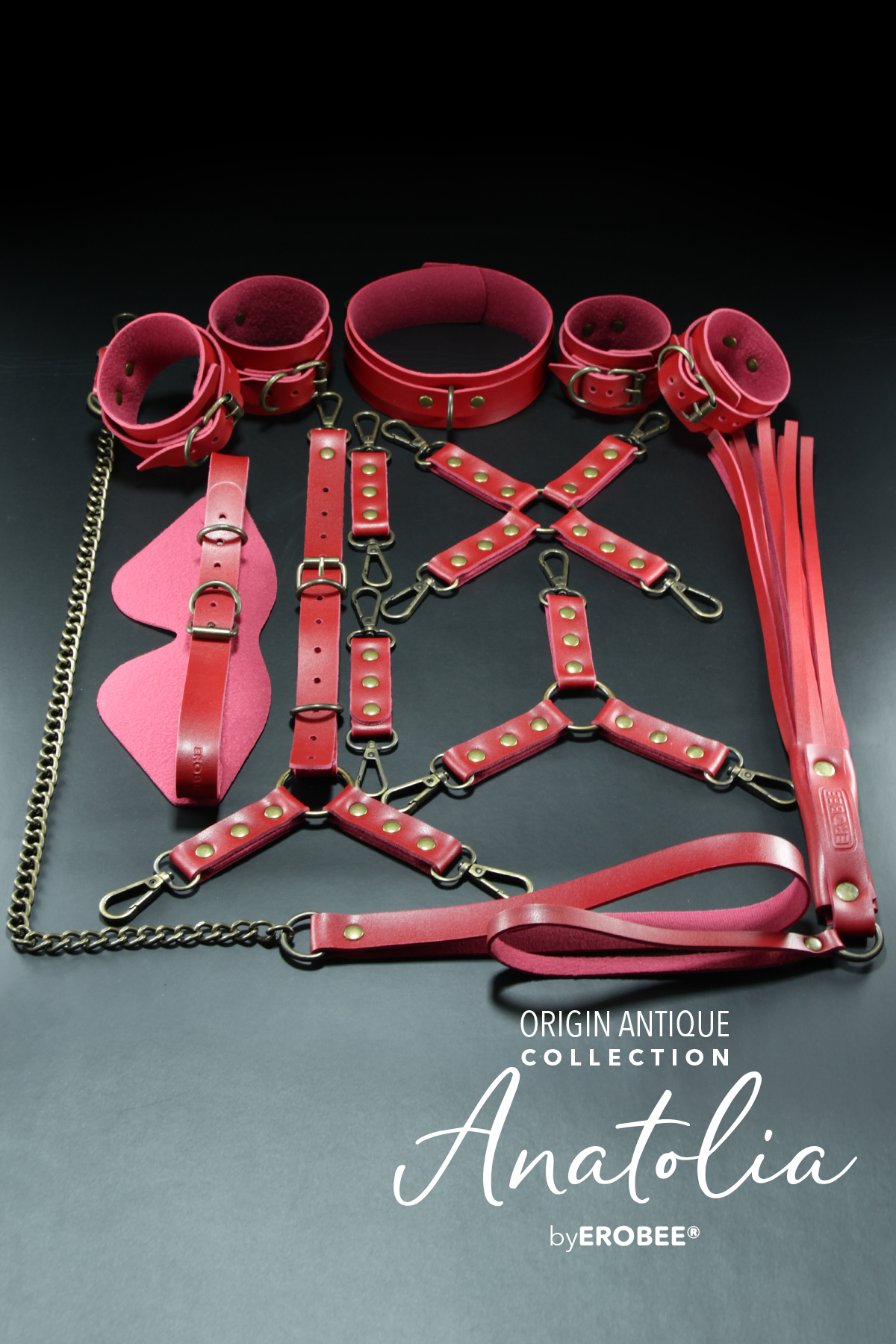 Erobee 13 Parça Premium Vegan Deri BDSM Fantezi Kelepçe Seti Origin Antik Serisi Anatolia - Kırmızı Erobee 13 Parça Premium Vegan Deri BDSM Fantezi Kelepçe Seti Origin Antik Serisi Anatolia - Kırmızı