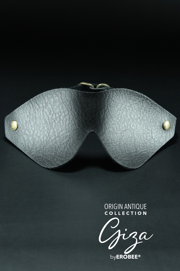 Erobee Bondage Göz Bandı Antik Metal Aksamlı Premium Vegan Deri Origin Antik Serisi Giza - Siyah