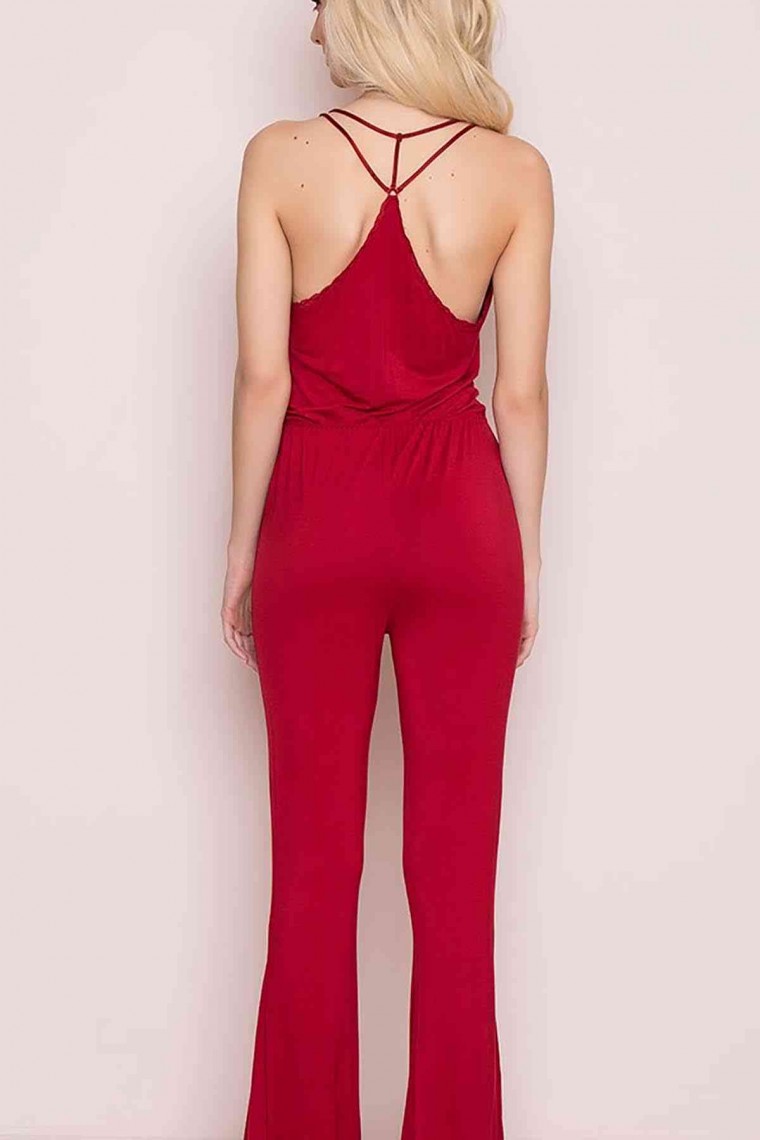 Kadın Tulum Pijama Kırmızı 4031