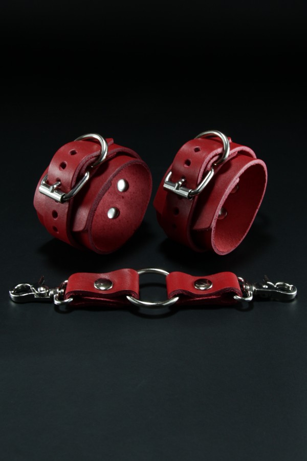 Erobee Hakiki Deri Kelepçe | Profesyonel BDSM Cuff Origin Serisi - Kırmızı