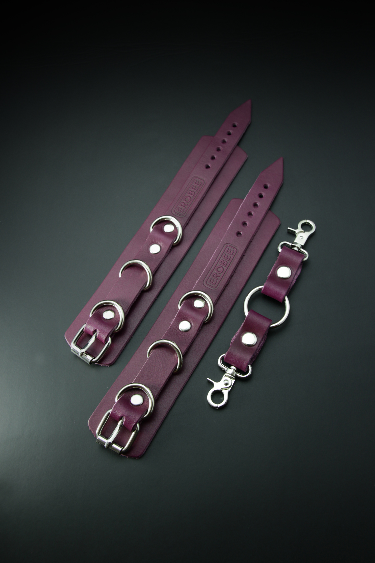 Erobee Hakiki Deri Kelepçe | Profesyonel BDSM Cuff Origin Serisi - Mor
