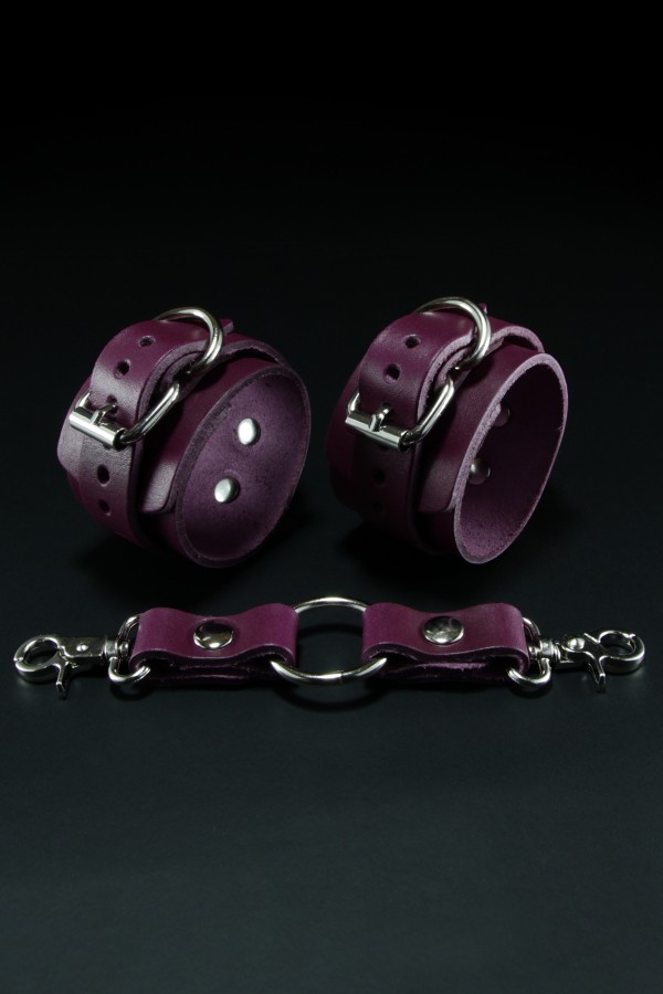Erobee Hakiki Deri Kelepçe | Profesyonel BDSM Cuff Origin Serisi - Mor