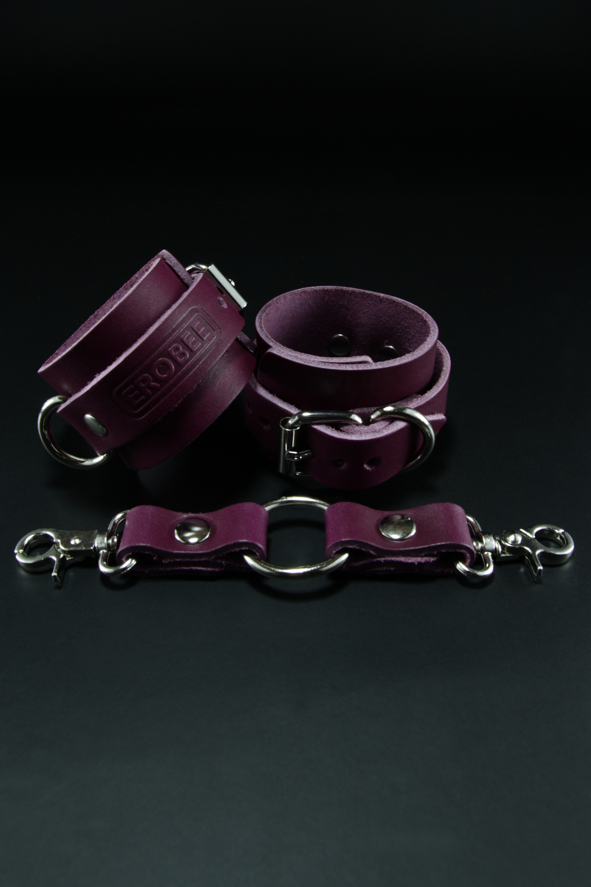 Erobee Hakiki Deri Kelepçe | Profesyonel BDSM Cuff Origin Serisi - Mor