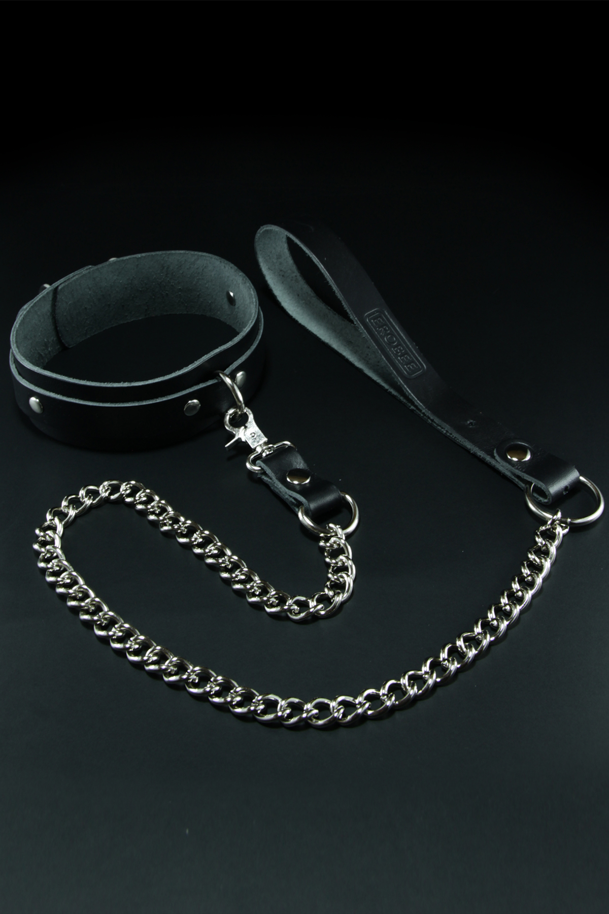 Erobee Hakiki Deri Zincirli Fantazi Tasma | BDSM Choker Origin Serisi - Siyah