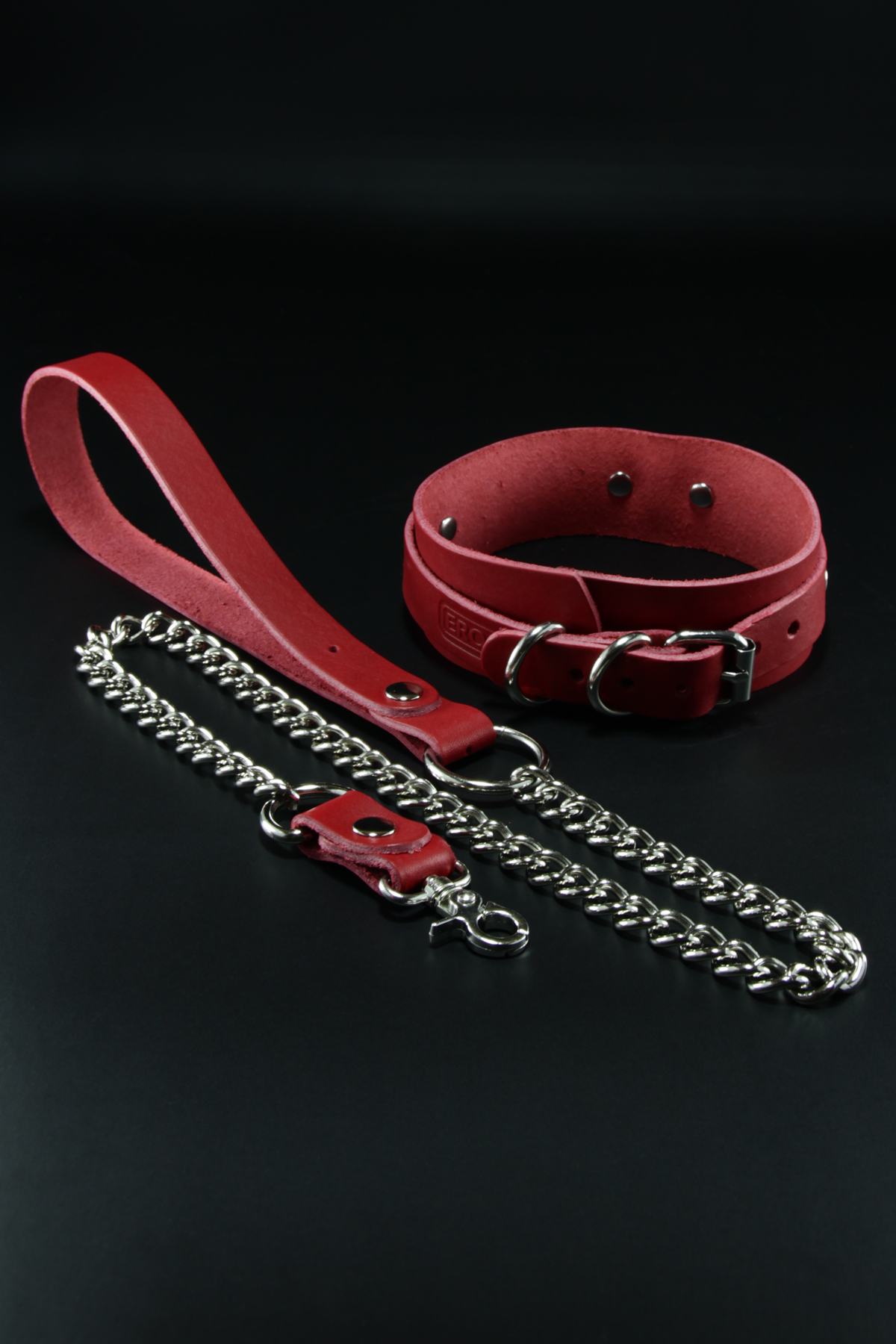 Erobee Hakiki Deri Zincirli Fantazi Tasma | BDSM Choker Origin Serisi - Kırmızı Erobee Hakiki Deri Zincirli Fantazi Tasma | BDSM Choker Origin Serisi - Kırmızı
