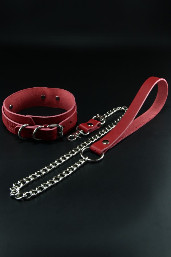 Erobee Hakiki Deri Zincirli Fantazi Tasma | BDSM Choker Origin Serisi - Kırmızı Erobee Hakiki Deri Zincirli Fantazi Tasma | BDSM Choker Origin Serisi - Kırmızı