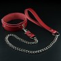 Erobee Hakiki Deri Zincirli Fantazi Tasma | BDSM Choker Origin Serisi - Kırmızı
