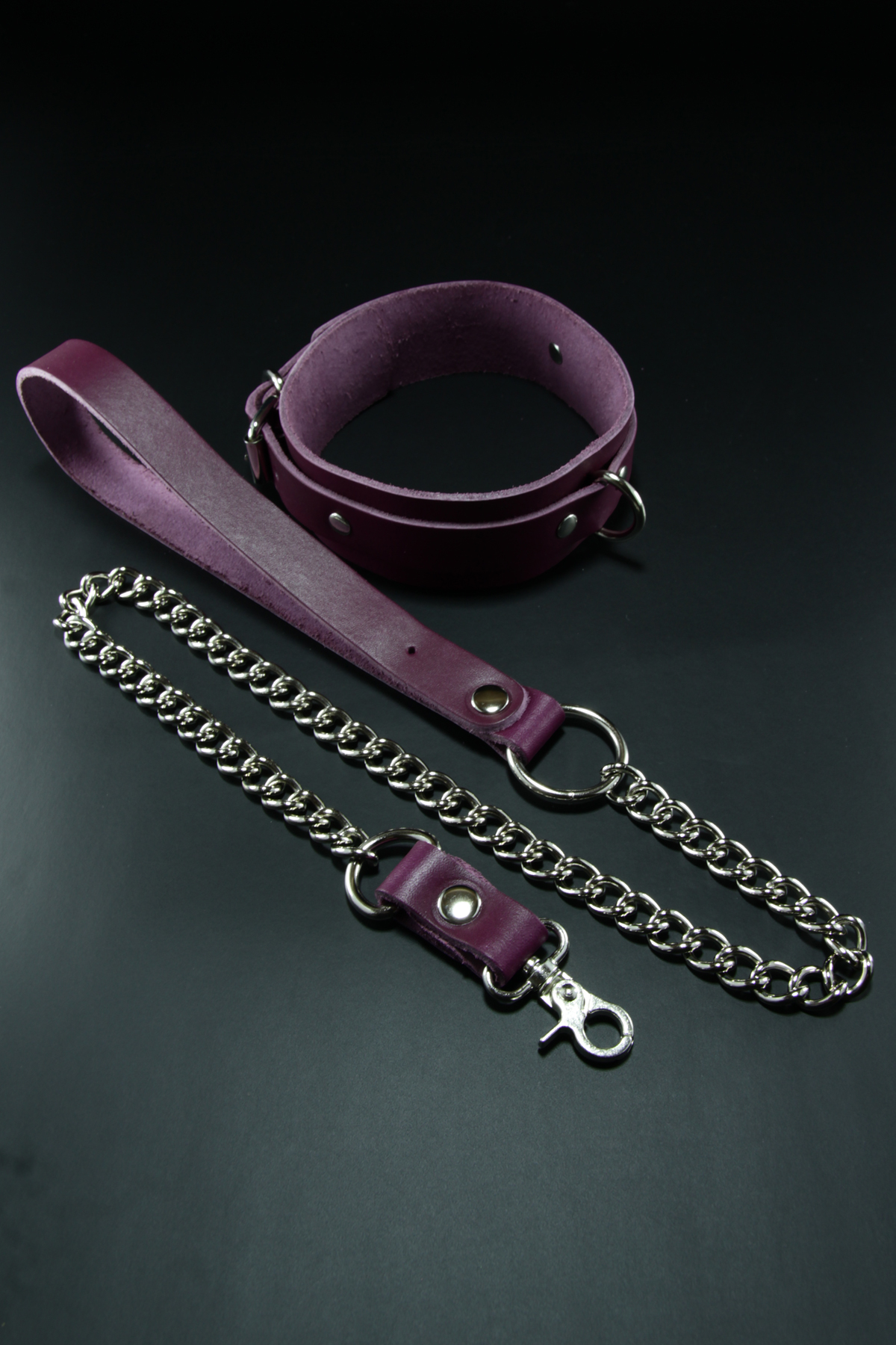 Erobee Hakiki Deri Zincirli Fantazi Tasma | BDSM Choker Origin Serisi - Mor