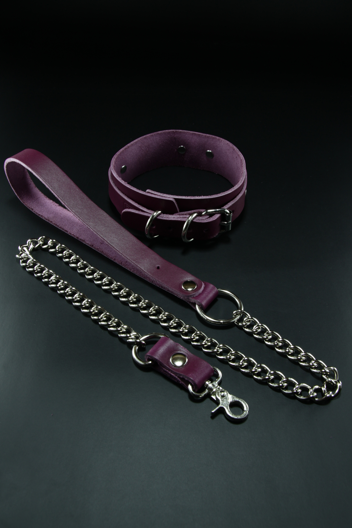 Erobee Hakiki Deri Zincirli Fantazi Tasma | BDSM Choker Origin Serisi - Mor