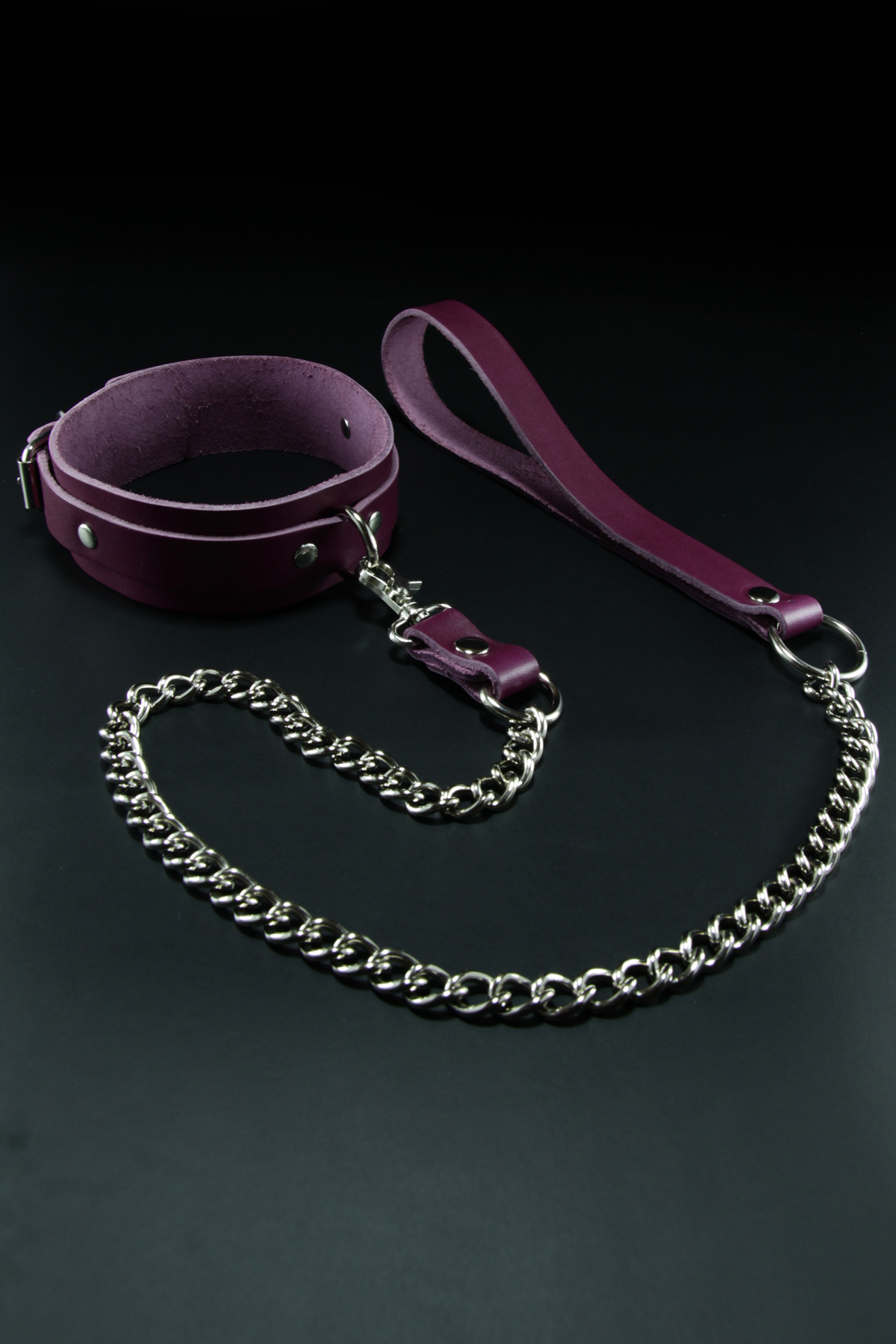 Erobee Hakiki Deri Zincirli Fantazi Tasma | BDSM Choker Origin Serisi - Mor