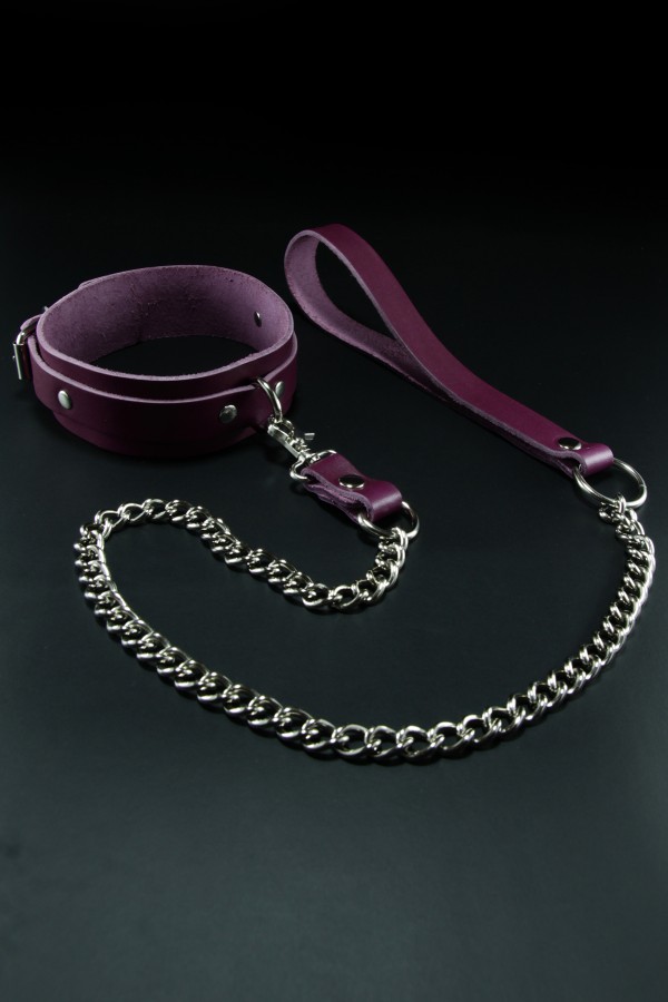 Erobee Hakiki Deri Zincirli Fantazi Tasma | BDSM Choker Origin Serisi - Mor