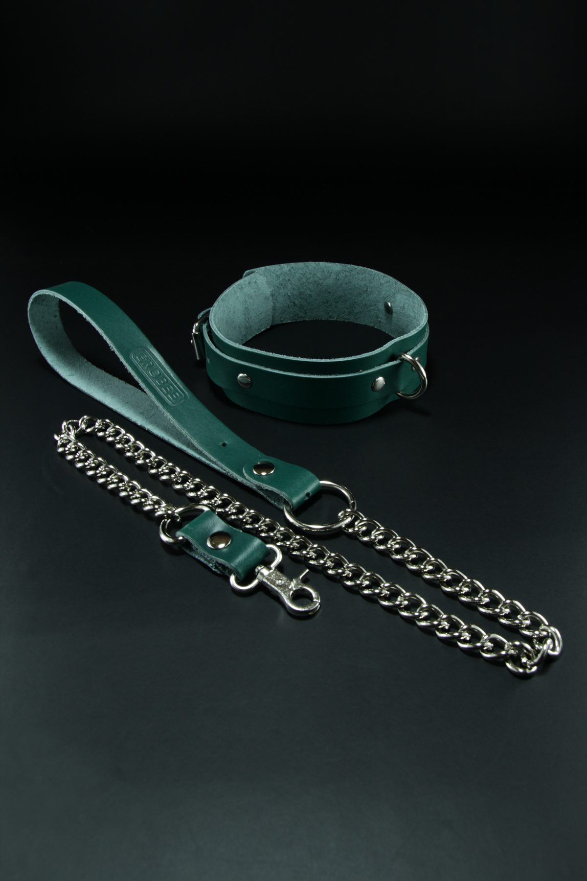 Erobee Hakiki Deri Zincirli Fantazi Tasma | BDSM Choker Origin Serisi - Yeşil