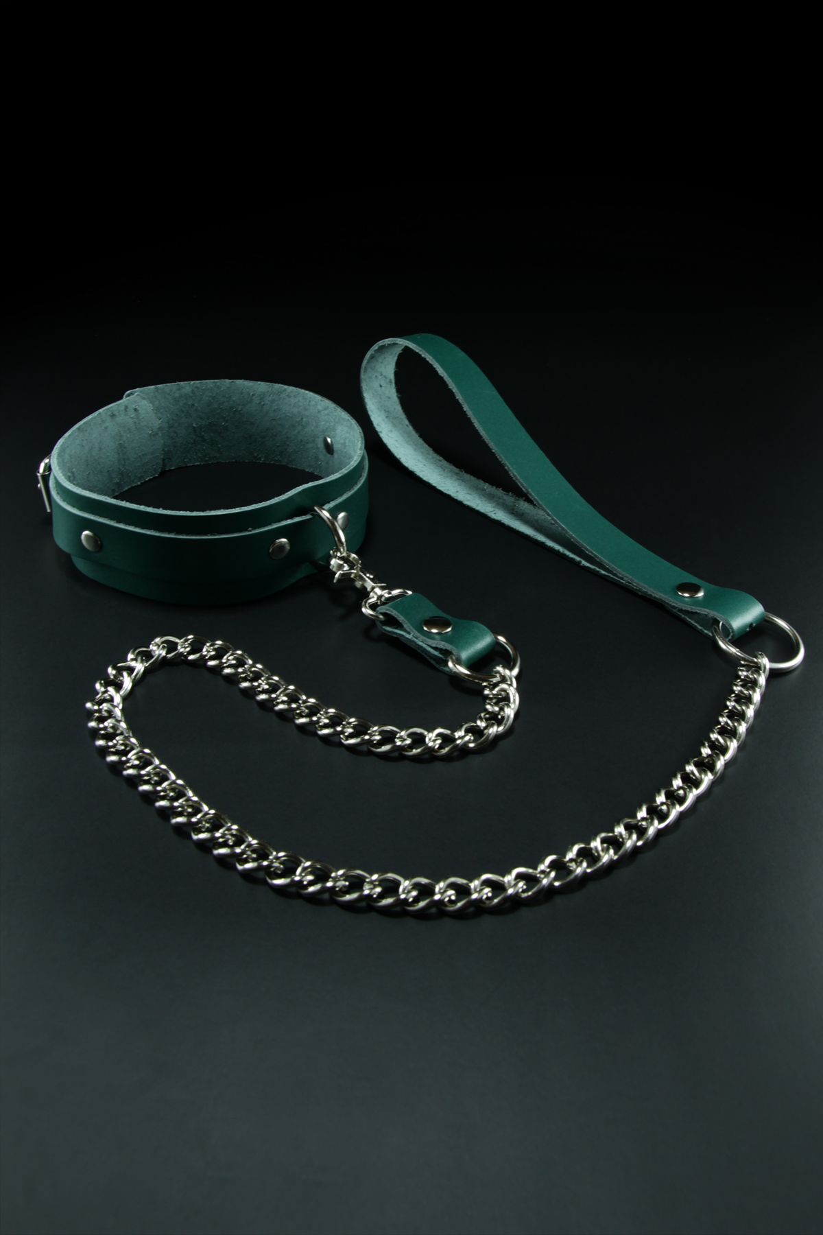 Erobee Hakiki Deri Zincirli Fantazi Tasma | BDSM Choker Origin Serisi - Yeşil