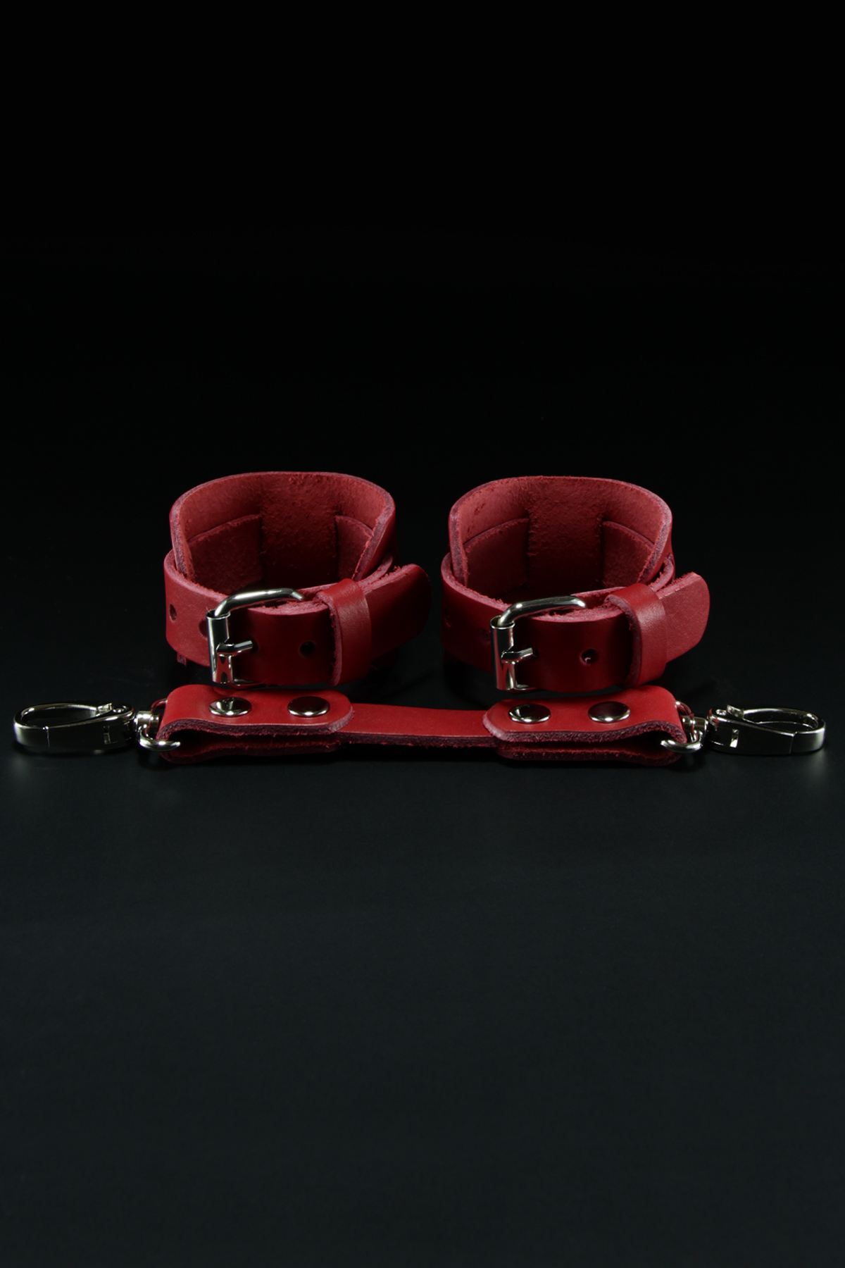 Erobee Hakiki Deri Kelepçe | Özel Tasarım BDSM Cuff Between Serisi - Kırmızı