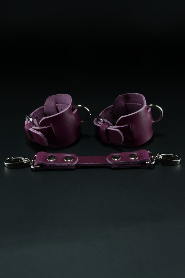 Erobee Hakiki Deri Kelepçe | Özel Tasarım BDSM Cuff Between Serisi - Mor