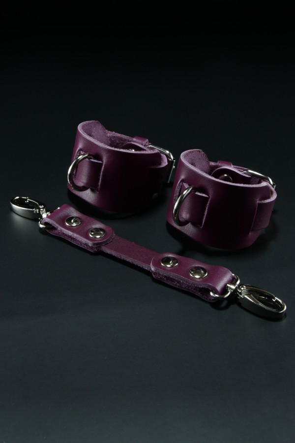Erobee Hakiki Deri Kelepçe | Özel Tasarım BDSM Cuff Between Serisi - Mor