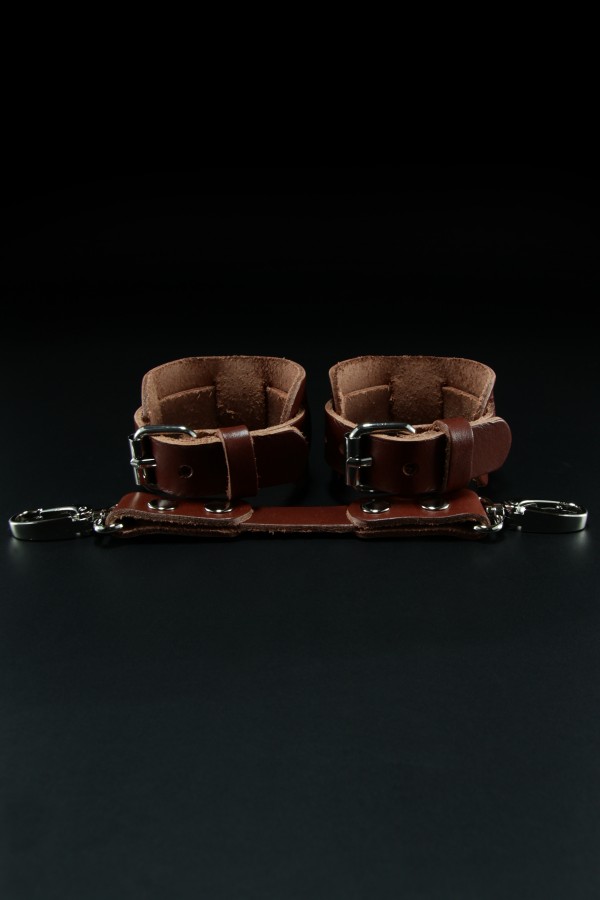 Erobee Hakiki Deri Kelepçe | Özel Tasarım BDSM Cuff Between Serisi - Taba