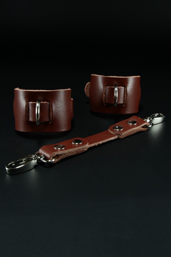Erobee Hakiki Deri Kelepçe | Özel Tasarım BDSM Cuff Between Serisi - Taba